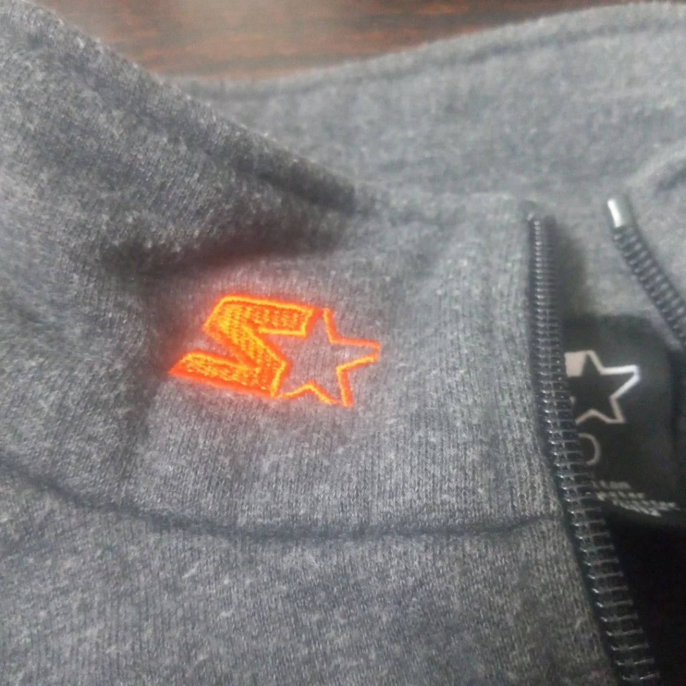 Starter 1/4 Zip Up Hoodie Men Size XL Grey And Orange Color Comfort
